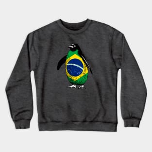 Brazil Penguin Flag of Brazil | Vintage Penguin Supporting Brazil Crewneck Sweatshirt